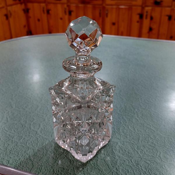 Vintage Cut Glass Clear Decanter with Stopper, Perfume Bottle, Bud Vase