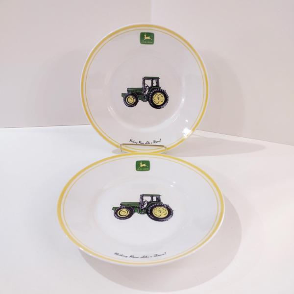Vintage Gibson John Deere Tractor Salad Plates, Set of Two