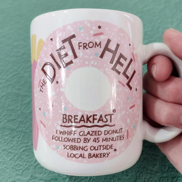 Vintage The Diet From Hell Ceramic Coffee Mug, Dieter Gift, Funny Humorous Mug
