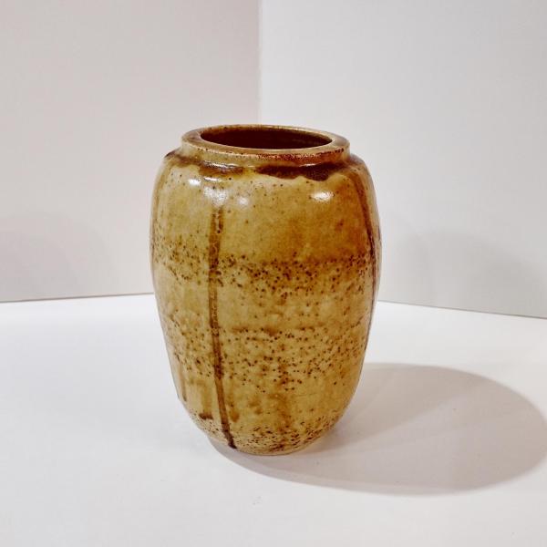Vintage Hand Crafted Artisan Ceramic Brown Drip Glaze Urn Vase, Planter Pot