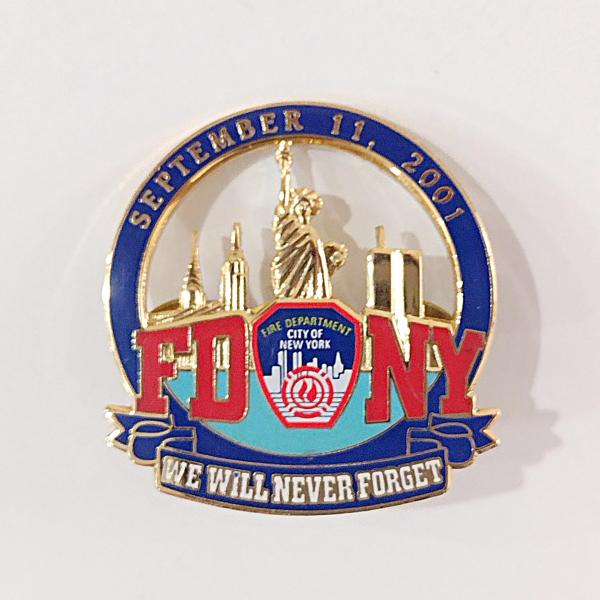 Vintage FDNY 911 Memorial Lapel Pin, September 11 New York Fire Department Pin