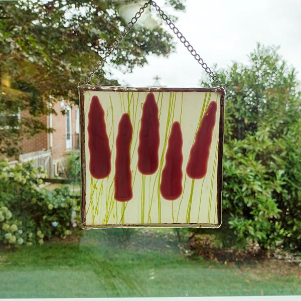 Lavender Flowers Fused Glass Window Hanging
