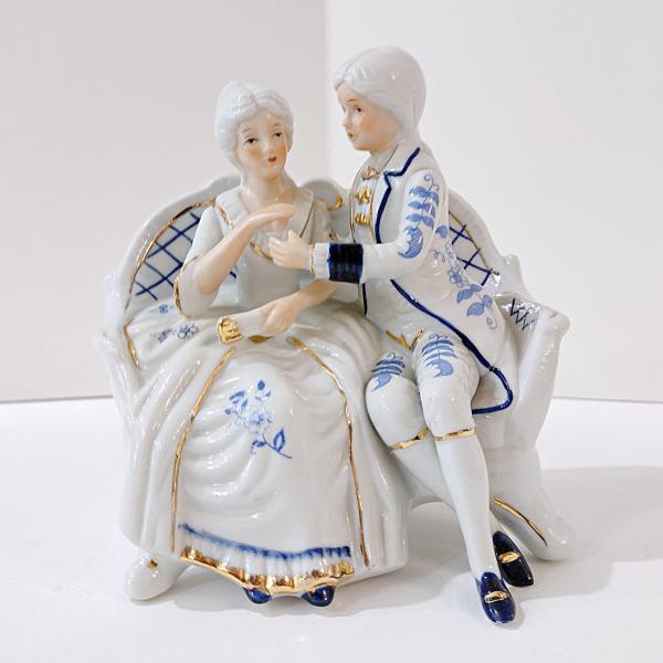 Vintage Victorian Courting Couple Porcelain Figurine, Wedding Anniversary Gift