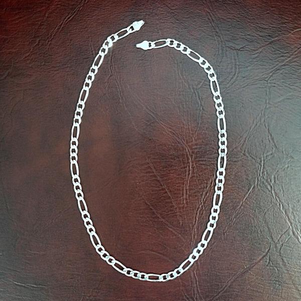 Vintage 925 Sterling Silver 18" Figaro 5mm Chain Necklace, Italian Silver Jewelry