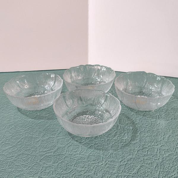 Vintage NEW Arcoroc Fleur Cupped Fruit Dessert Bowls, Set of 4