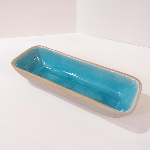 Vintage Pigeon Forge Pottery Ceramic Serving Dish, Blue and Tan Ceramic Planter