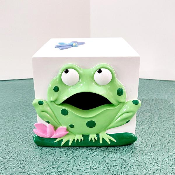 Vintage Green Frog Tissue Box Holder Dispenser, Spring Kleenex Box Cover