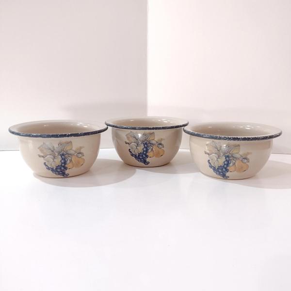 Vintage Home and Garden Party LTD Fruit Ceramic Cereal Soup Bowls, Set of 3, All Purpose Bowls, Planter Pots