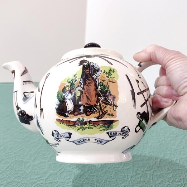 Vintage Paul Cardew Ceramic Teapot, God Bless the Gardener English Teapot