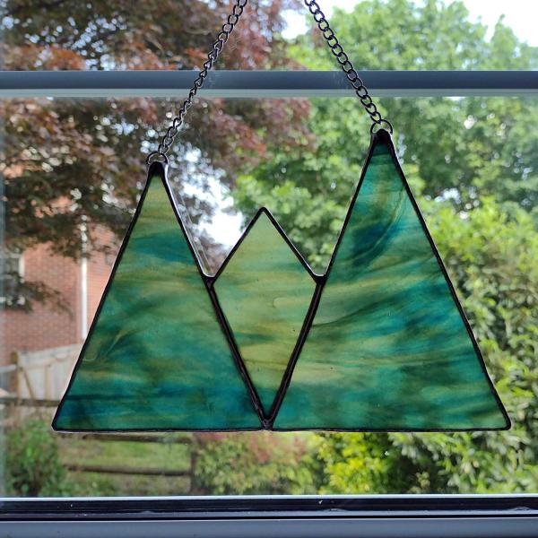 Stained Glass Mountains Suncatcher, Blue and Green Youghiogheny