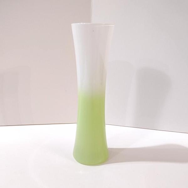 Vintage Libbey Lime Green and White Ombre Bud Vase, MCM Gradient Green Flower Vase