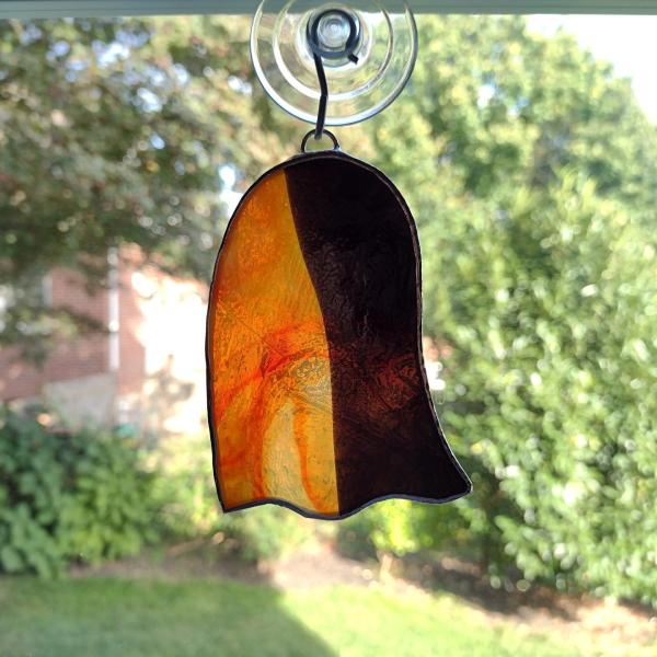 Orange and Black Stained Glass Ghost Suncatcher