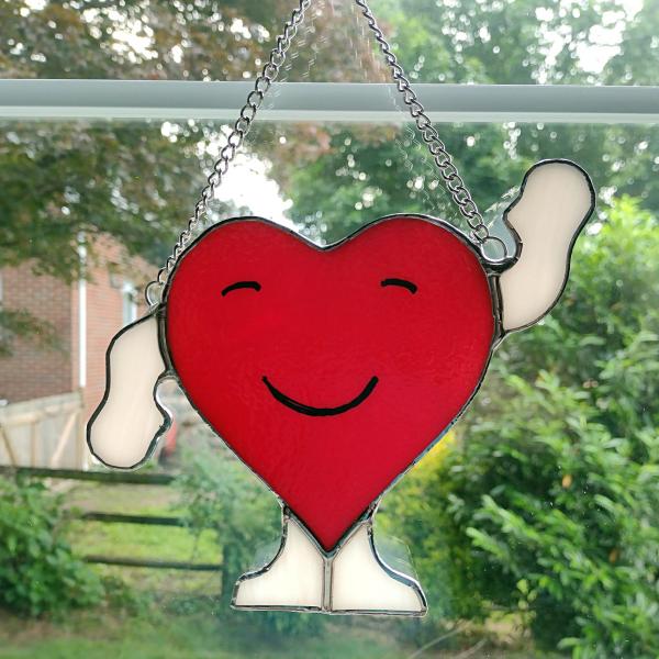 Howdy Heart Stained Glass Suncatcher, Custom Colors Available