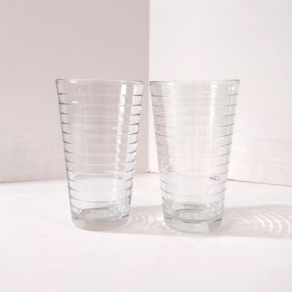Vintage Libbey Hoops 16 Ounce Cooler Glasses / Tumblers, Set of 2, Ice Tea Glasses