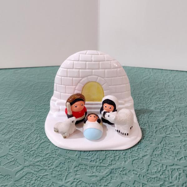 Igloo Arctic Ceramic Manger Nativity Scene Christmas Decoration