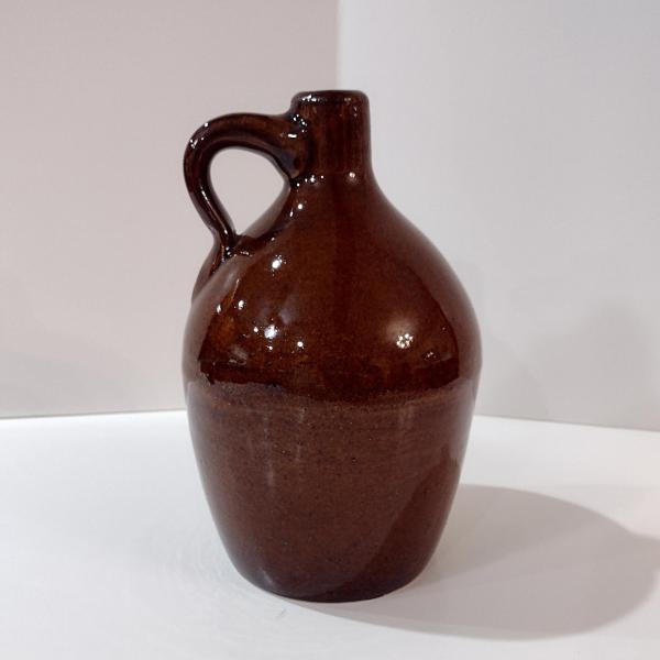 Antique Ceramic Brown Glazed Jug, Vintage Brown Jug with Handle, Rustic Ceramic Vase