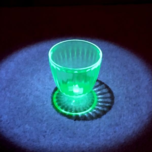 Vintage Green Footed Uranium Glass Juice Glass / Dessert Cup