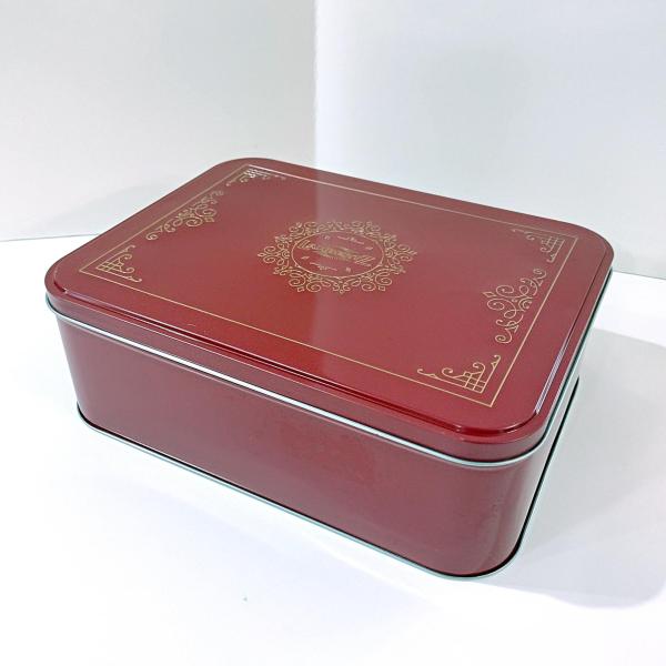 Vintage Large Red Cookie Storage Tin, LambertZ Metal Tin Box