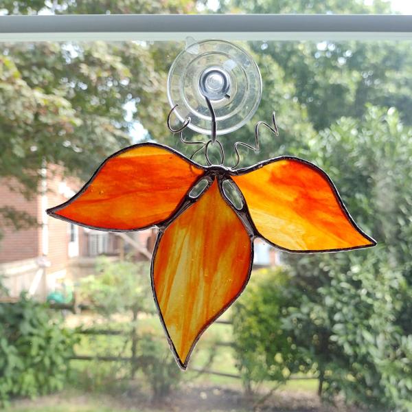 Alcohol Ink Diamond Suncatcher, Orange and Gold, Stained Glass