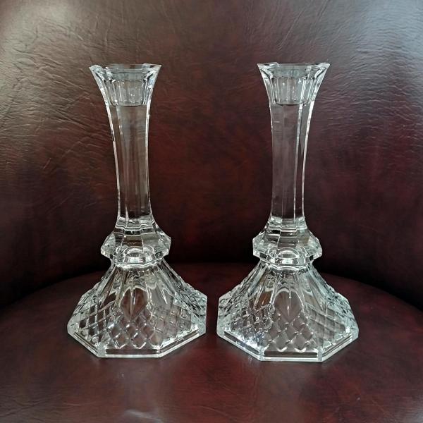 Vintage Crystal Candlestick Holders, Set of 2, Anchor Hocking Legacy Candle Stick Holders