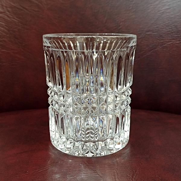 Vintage Fostoria Aspen Double Old Fashioned Rocks Whisky Glass, MCM Retro Barware