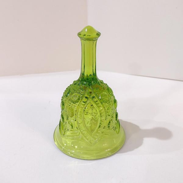 Vintage Viking Glass Button and Cane Lime Green Glass Bell