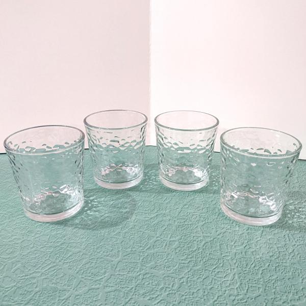Vintage Libbey 12 Ounce Pebble Textured Lowball Whiskey Rocks Glasses, Set of Four