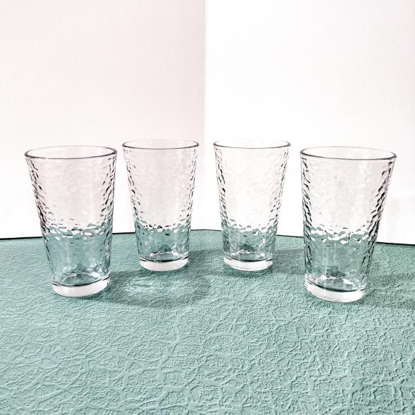 Vintage Libbey 16 Ounce Pebble Textured Tumblers Drinking Glasses, Set of Four