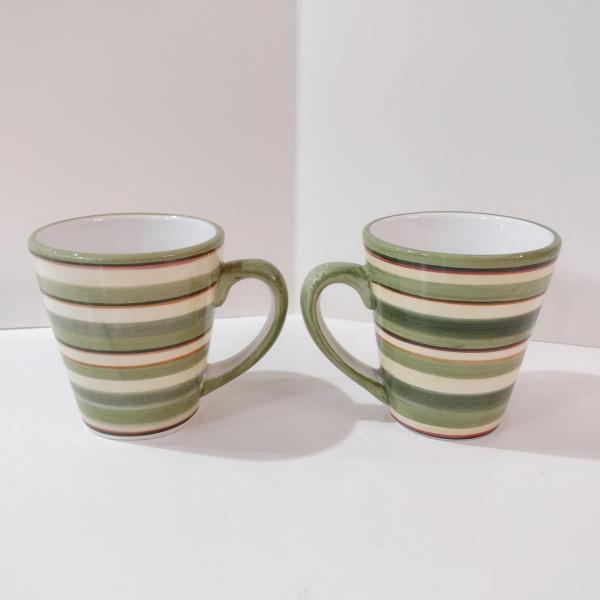Vintage Dansk Lime Twist Coffee Tea Ceramic Mugs, Set of Two