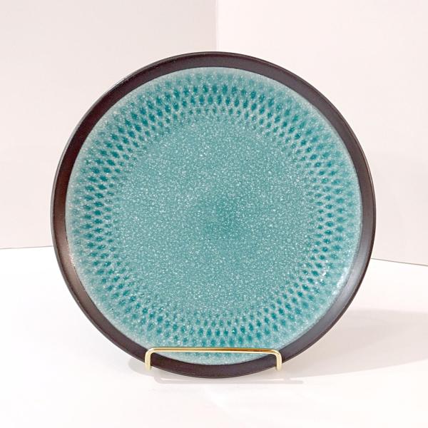 Mikasa Maddox Blue Salad Plate, Teal Blue and Gray Ceramic Salad Snack Plates