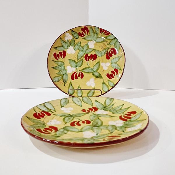 Vintage Artland Margaux Collection Ceramic Salad Dessert Appetizer Plates, Set of Two, Tuscan Style Servingware