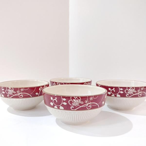 Vintage Pier One Maribeth Ironstone 6 Inch Coupe Cereal Salad Bowls, Set of 4