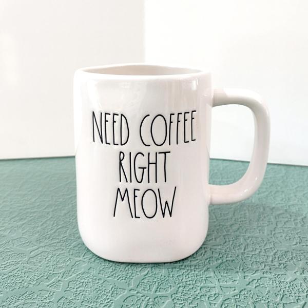 Vintage I Need Coffee Meow Rae Dunn Ceramic Mug, Large Oversized Mug, Mother's Day Cat Lover Gift