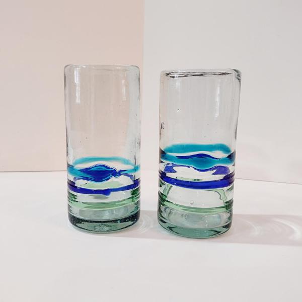 Vintage Hand Blown Glass Tumblers, Set of Two