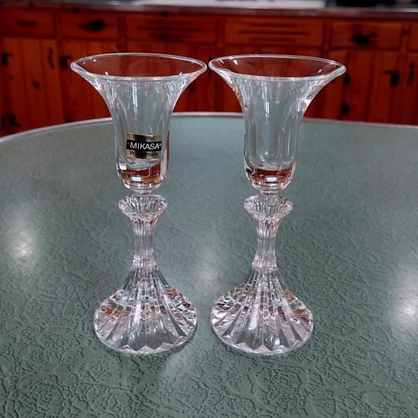 Vintage Mikasa Crystal Candle Holders, Set of Two, Mikasa The Ritz
