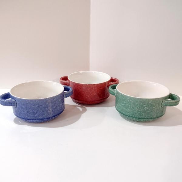 Mikasa Emma Double Handled Soup Bowls, Set of Three, Stackable Oversized Bowls