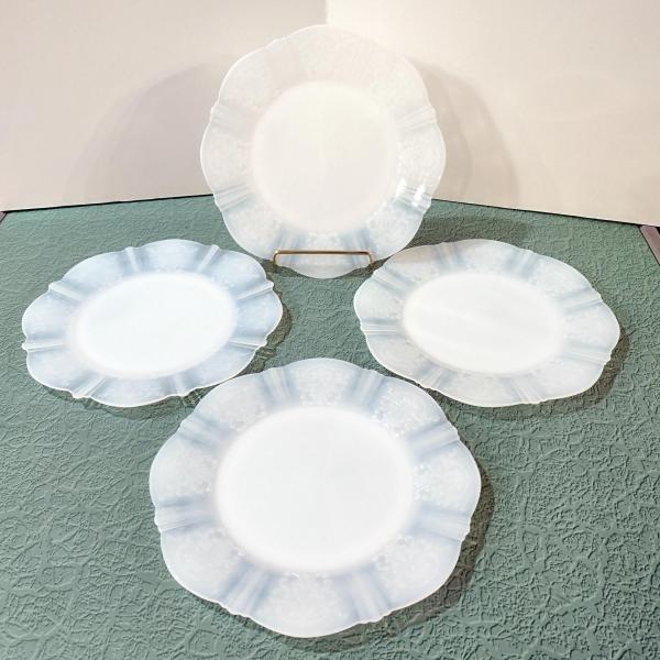 Vintage Macbeth Evans American Sweetheart Monax Glass Salad Dessert Appetizer Plates, Set of Four, 1930's Depression Glassware