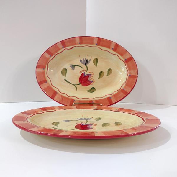Vintage Pfaltzgraff Napoli Ceramic Steak Platter, Set of Two