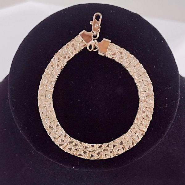 Vintage Gold Toned Reversable 7 1/2 Inch Flat Nugget Chain Bracelet