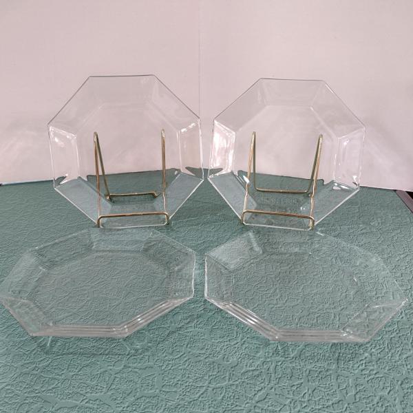 Vintage Arcoroc / Cristal D'Arques Durand Octime Clear Dessert Plates, Set of Four