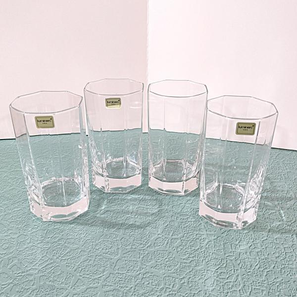 Vintage NEW Cristal D'Arques Durand Octime Clear 12 Ounce Flat Tumbler Glasses, Set of 4