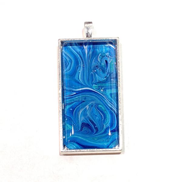 Painted Pendant, Blue Swirls