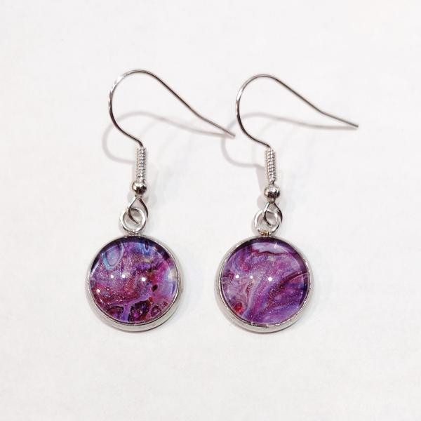 Painted Earrings, Purple Galaxy