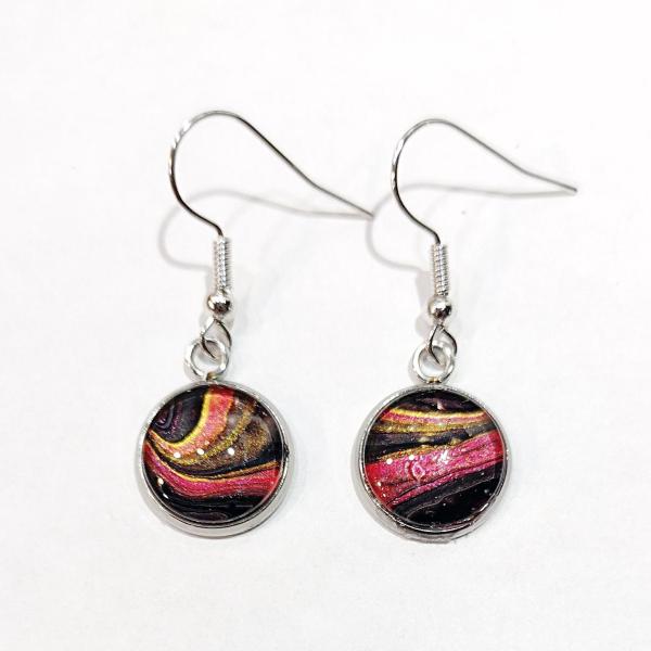 Painted Earrings, Red, Black and Gold