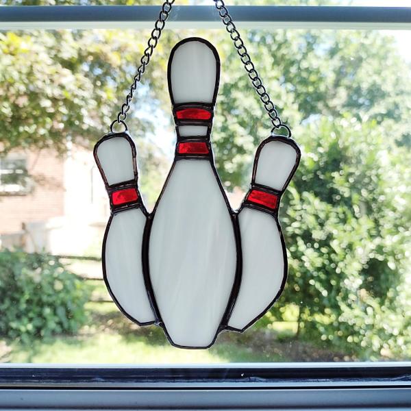 Bowling Pins Stained Glass Suncatcher