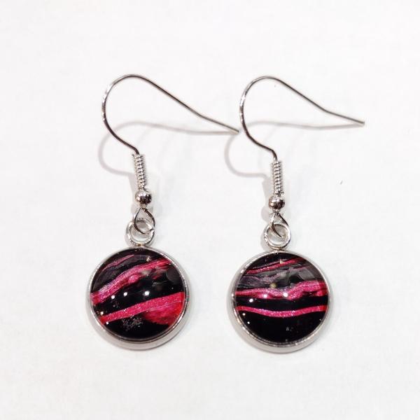 Painted Earrings, Black and Fuchsia