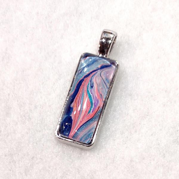 Painted Pendant, Coral Pink and Blue