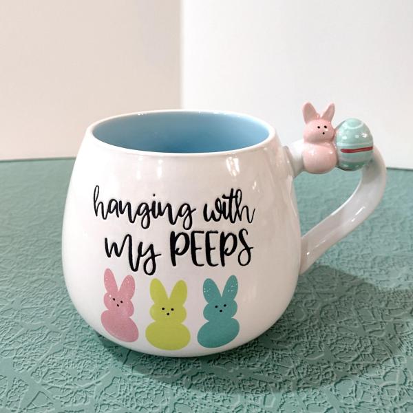 Vintage Hanging with My Peeps Ceramic Coffee Tea Mug, Marshmallow Peeps Easter Mug