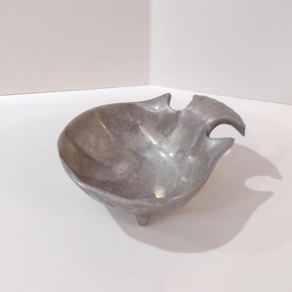 Pewter Shell Fish Tale Decorative Bowl, Candy Nut Dish, Trinket Dish, Dip Sauce Bowl, Soap Dish
