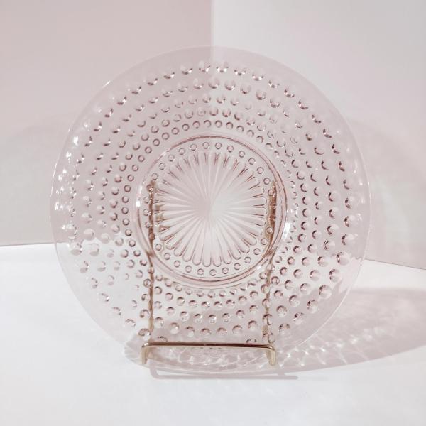 Vintage Anchor Hocking Pink Hobnail Glass Luncheon Plate, 1930's Depression Glass Plate